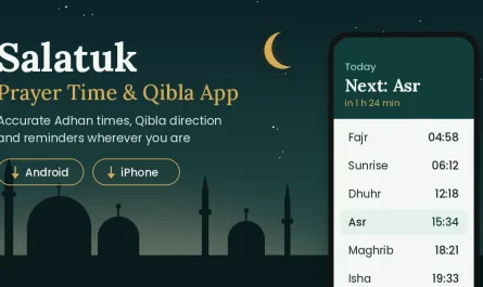 Salatuk Prayer Time App download for Android and iPhone showing daily prayer times