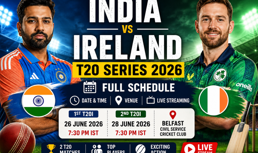 India Ireland T20 Series Schedule 2026 – Complete Match List, Date, Time & Live Streaming Guide