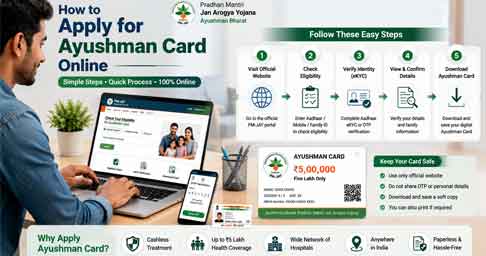 Applying for an Ayushman Card online using Aadhaar verification and OTP authentication.
