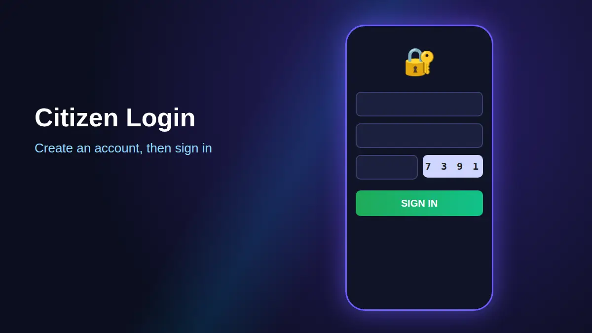 Citizen login page for Kerala ration card correction online on a mobile